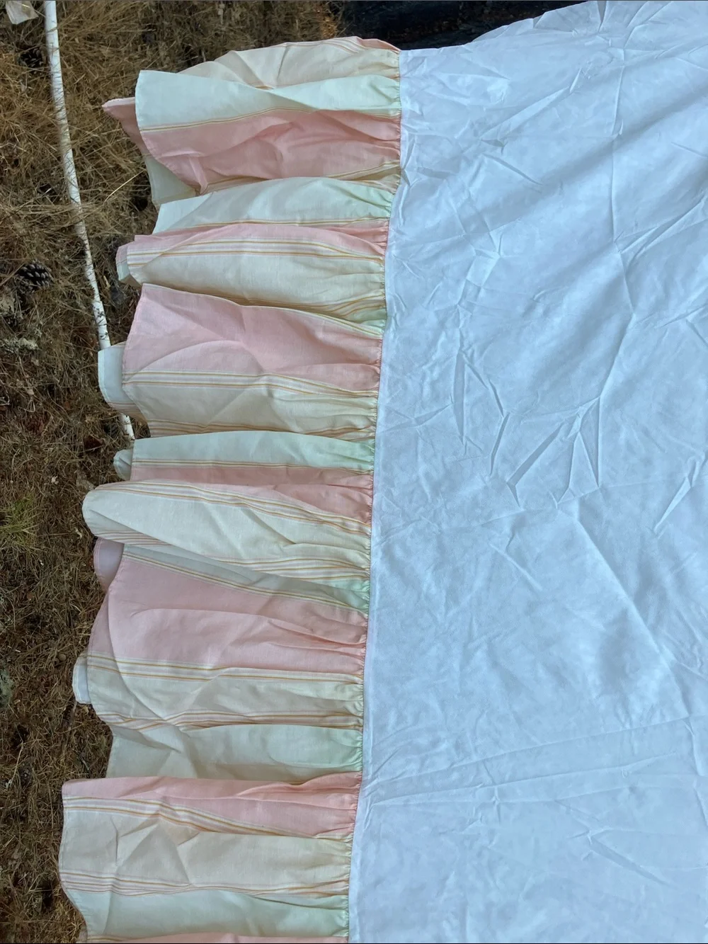Pastel striped Full bed skirt and two pillow sham covers set made in USA